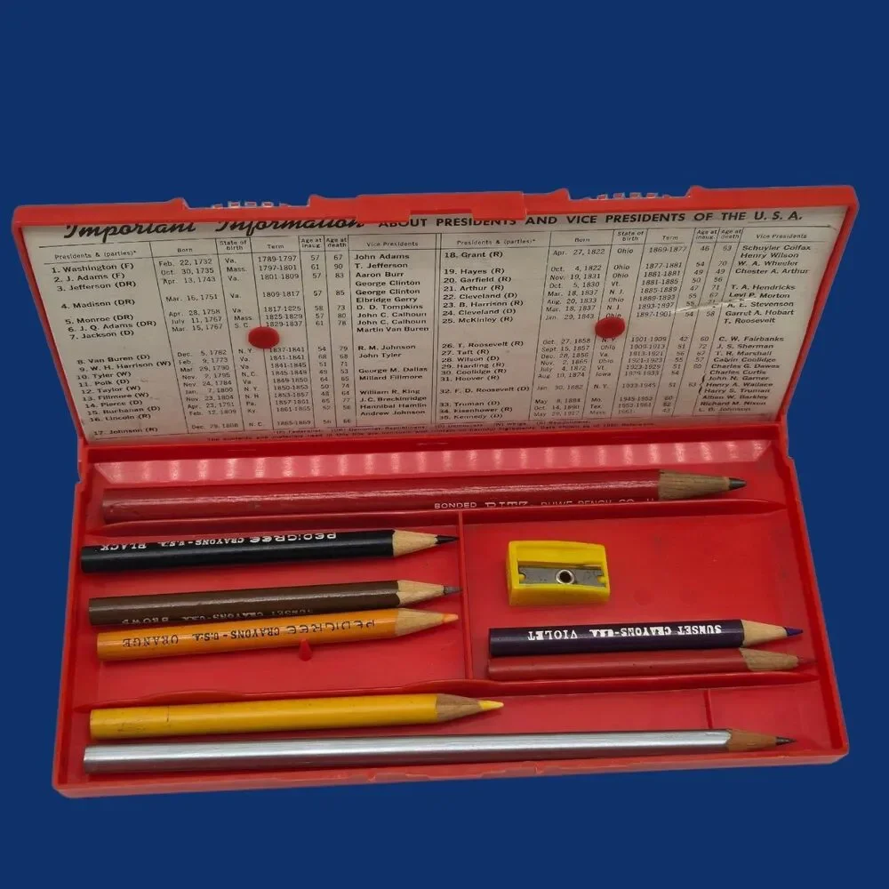 1960 Sterling US Presidents 1-35 Terms in Office Vintage Educational Pencil Case